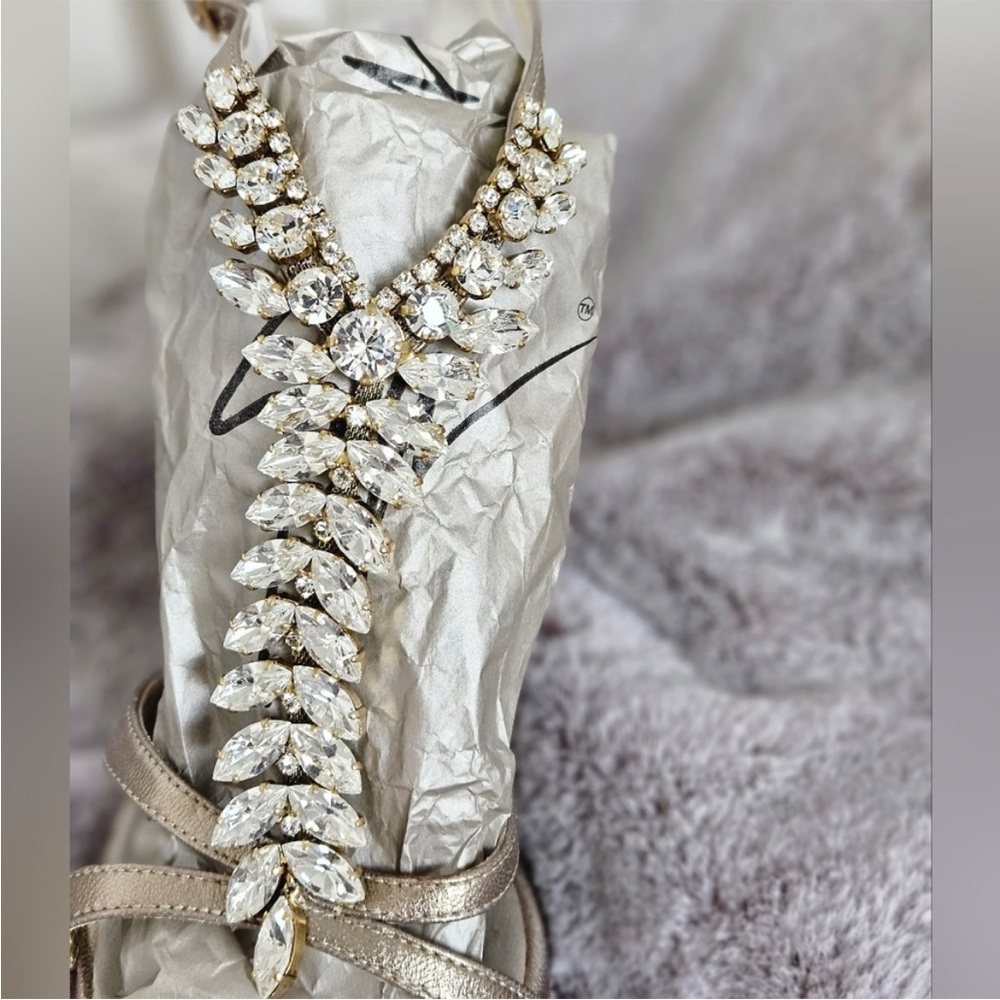 💎✨ RARE Gorgeous Giuseppe Zanotti Taupe Metallic Bejeweled Crystal Sandals - Picture 7 of 14